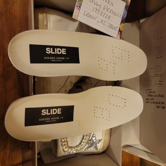 Golden Goose Slides Ombre Pearls White and Pink Silver Glitter Star Size 38 ⭐️ - Picture 7 of 10